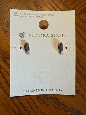 Kendra Scott Gold Stud Earrings with Purple Stones
